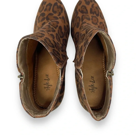 Style & Co. Marinaa Ankle Booties Women’s Size 8 Brown Leopard Zip-up Block Heel - Picture 6 of 13
